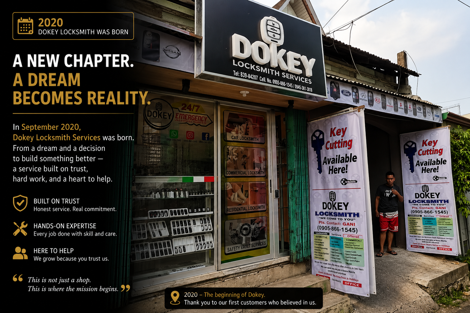 Dokey Locksmith storefront during the early business period
